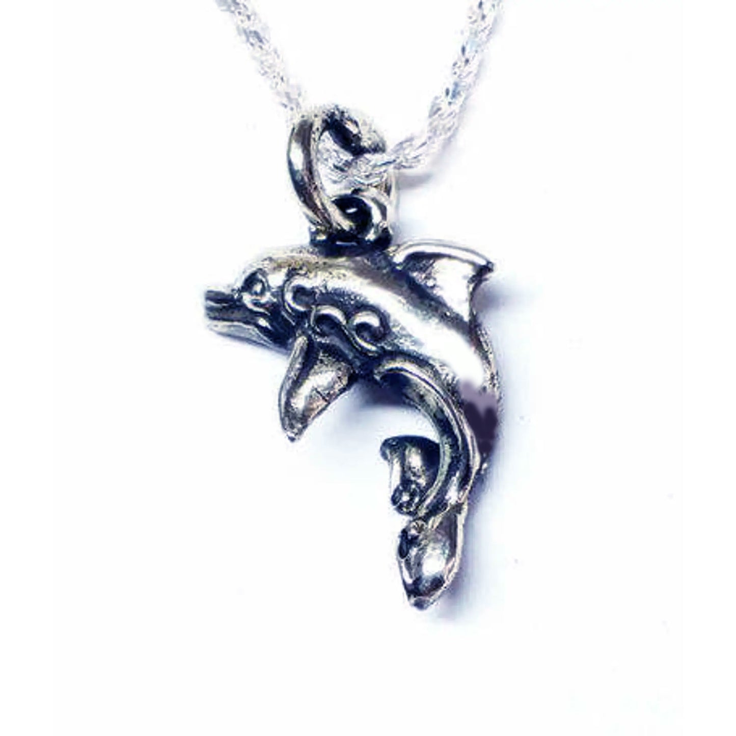 Smiling Dolphin-Small Silver Pendant