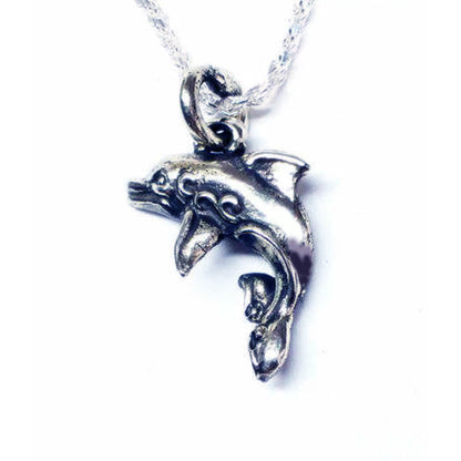 Smiling Dolphin-Small Silver Pendant