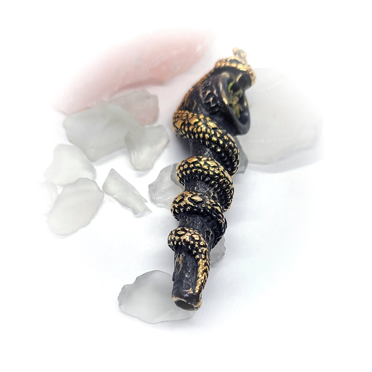 Snake Wrapped Sterling Silver Pipe