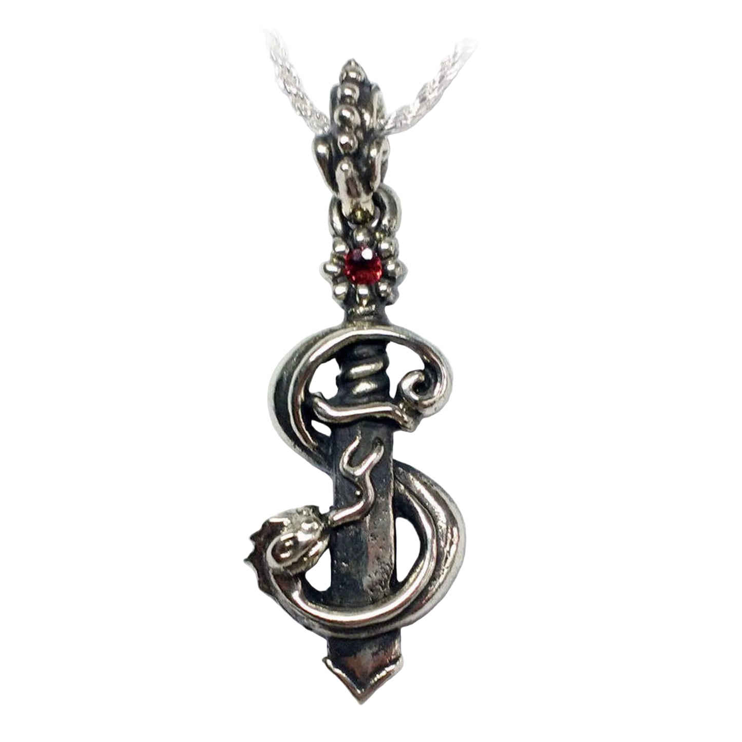 Snake Wrapped Dagger Sterling Silver Pendant