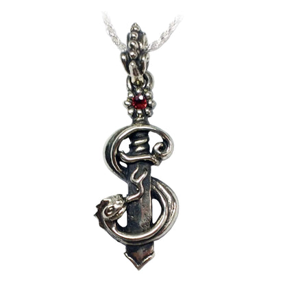 Snake Wrapped Dagger Sterling Silver Pendant