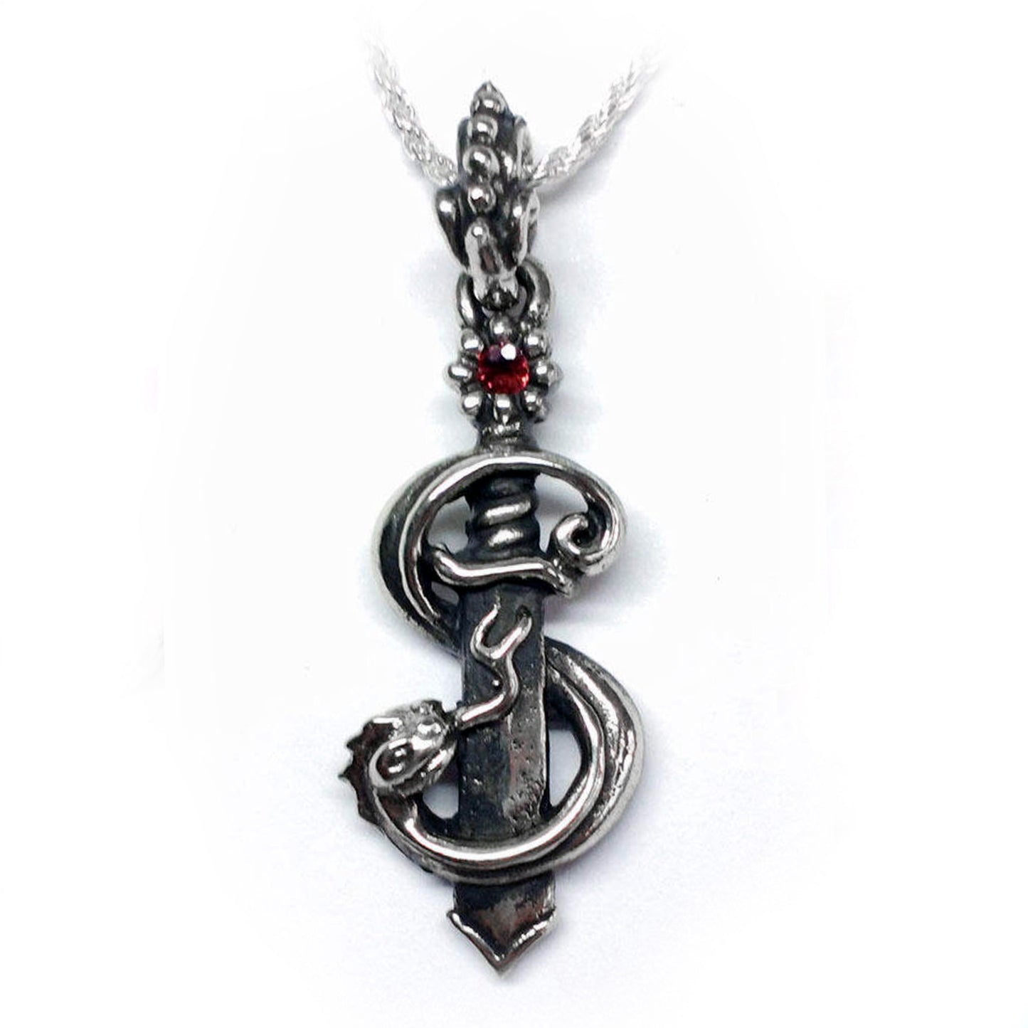 Snake Wrapped Dagger Sterling Silver Pendant