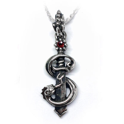 Snake Wrapped Dagger Sterling Silver Pendant