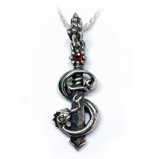 Snake Wrapped Dagger Sterling Silver Pendant