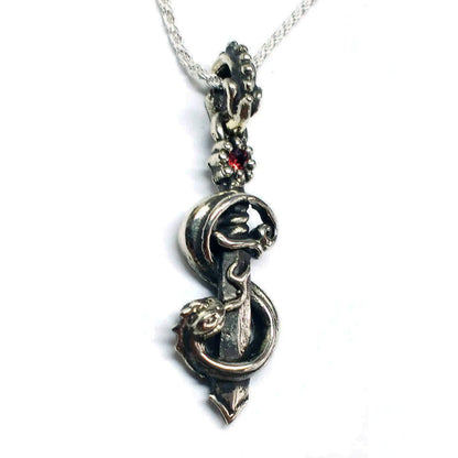 Snake Wrapped Dagger Sterling Silver Pendant