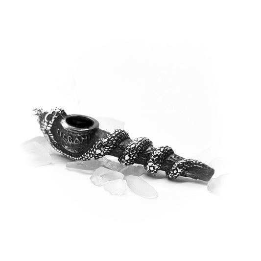 Snake Wrapped Sterling Silver Pipe