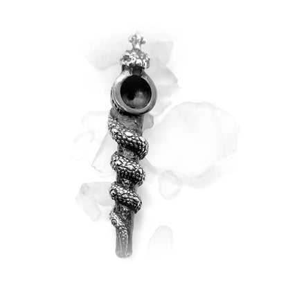 Snake Wrapped Sterling Silver Pipe