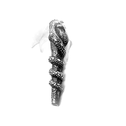 Snake Wrapped Sterling Silver Pipe