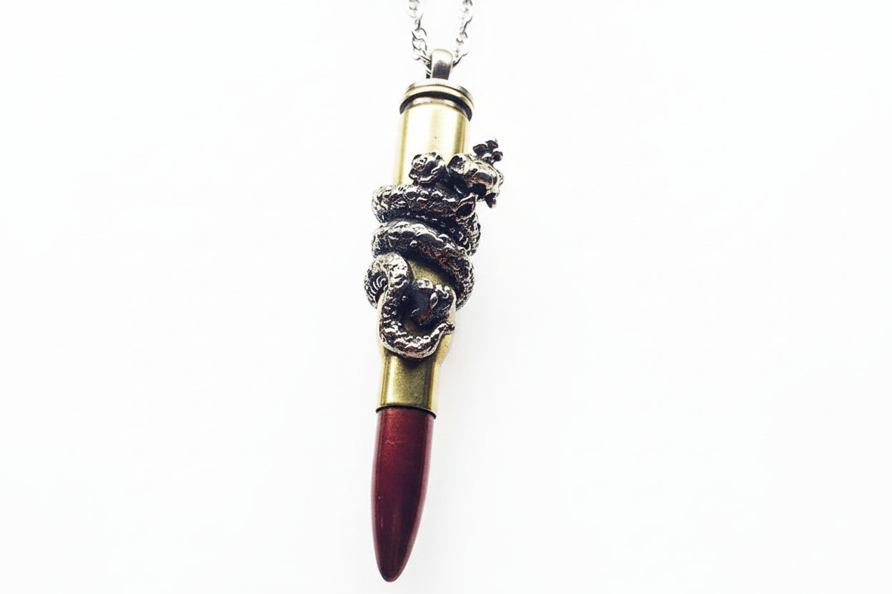 Snake Year Zodiac Love Bullet Silver Pendant