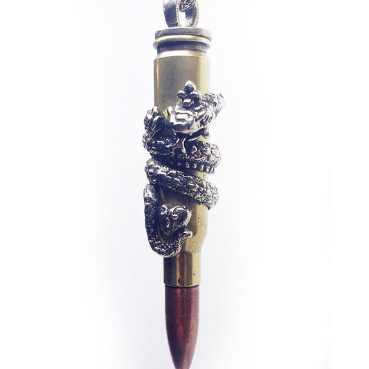 Snake Year Zodiac Love Bullet Silver Pendant