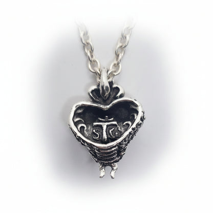 Snake Fangy Angry Head Sterling Silver Pendant with Ruby