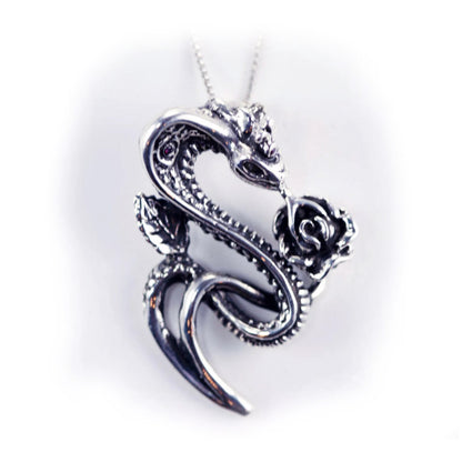 Snake Sterling Silver With Rose Pendant