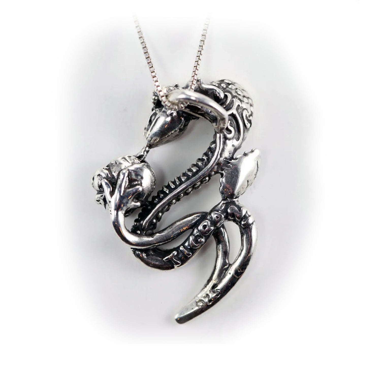 Snake Sterling Silver With Rose Pendant