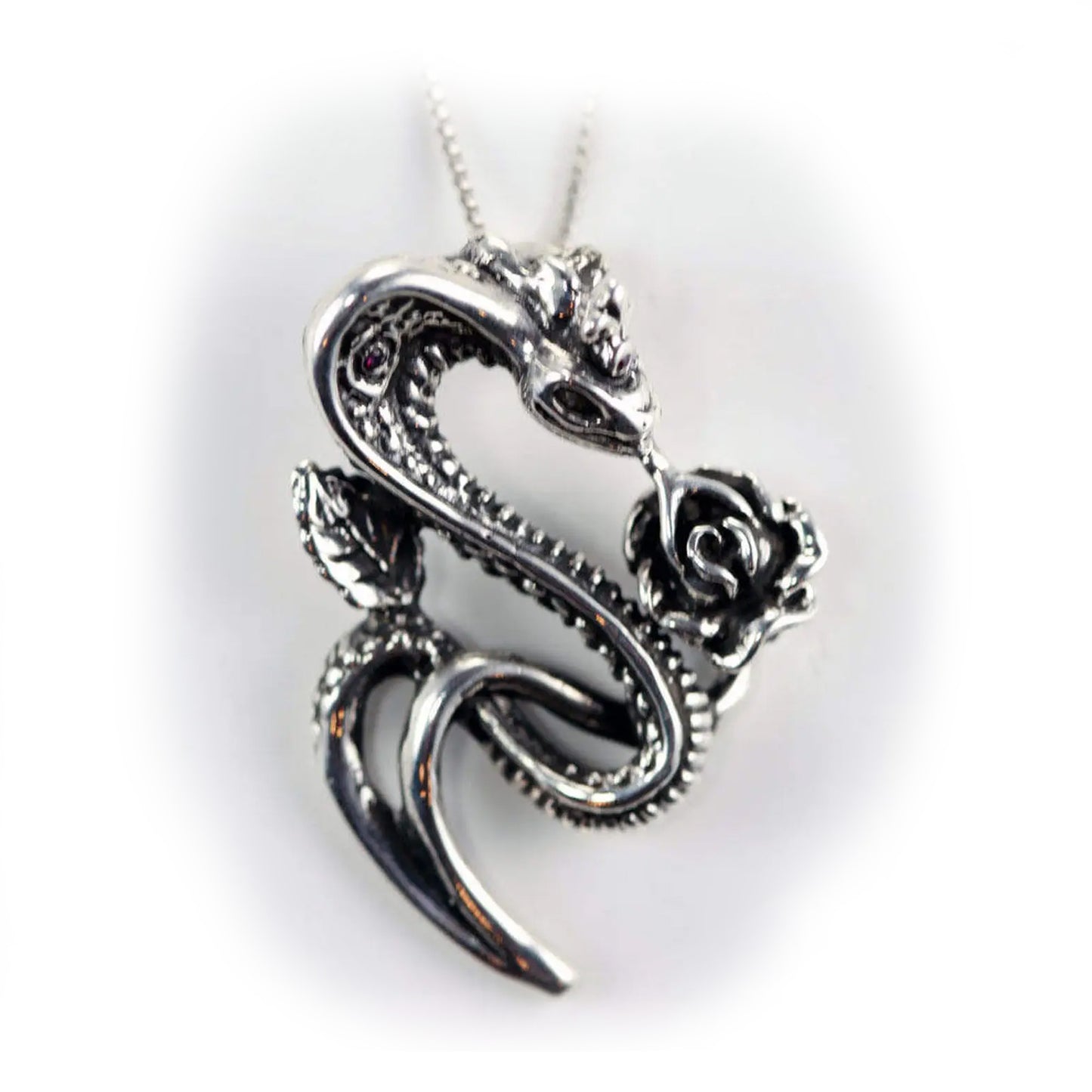 Snake Sterling Silver With Rose Pendant