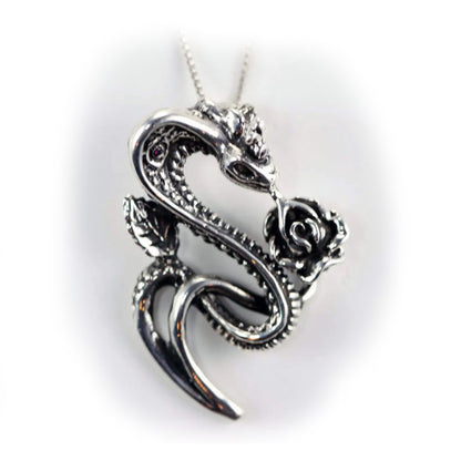 Snake Sterling Silver With Rose Pendant