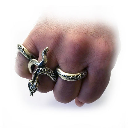 Snake Wrapping Fingers Sterling Silver Ring