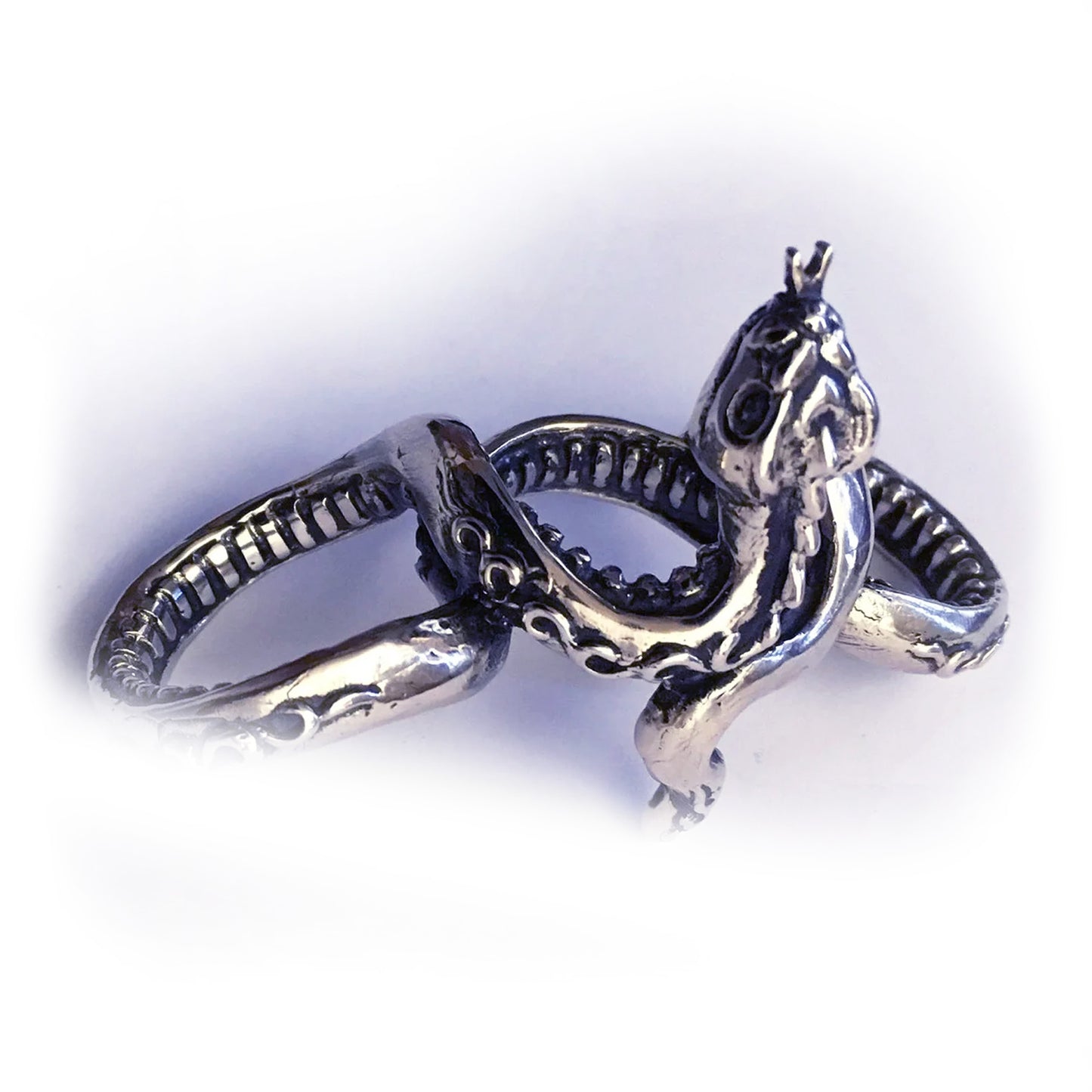 Snake Wrapping Fingers Sterling Silver Ring