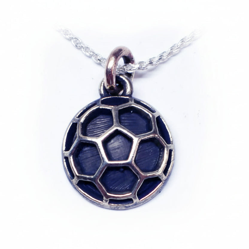 Soccer Ball Net Design Sterling Silver Pendant