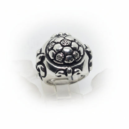 Football Soccer Ball ''Classica" Sterling Silver Ring