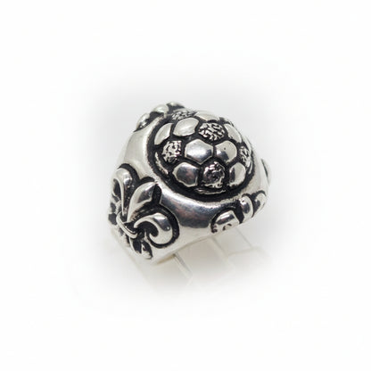 Football Soccer Ball ''Classica" Sterling Silver Ring