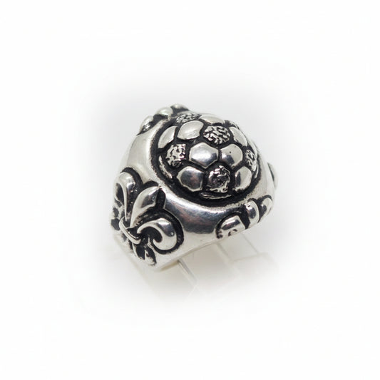 Football Soccer Ball ''Classica" Sterling Silver Ring