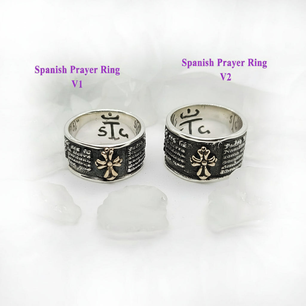 Spanish Lord Prayer Sterling Silver Ring V1 Small
