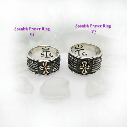 Spanish Lord Prayer Sterling Silver Ring V1 Small