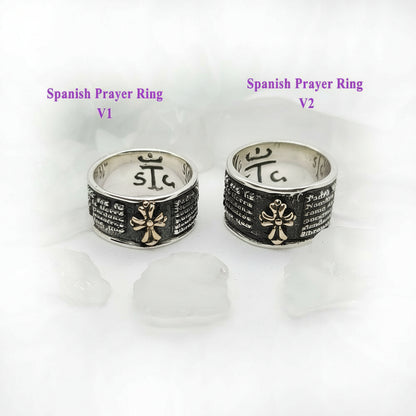 Spanish Lord Prayer Sterling Silver Ring V2 Big