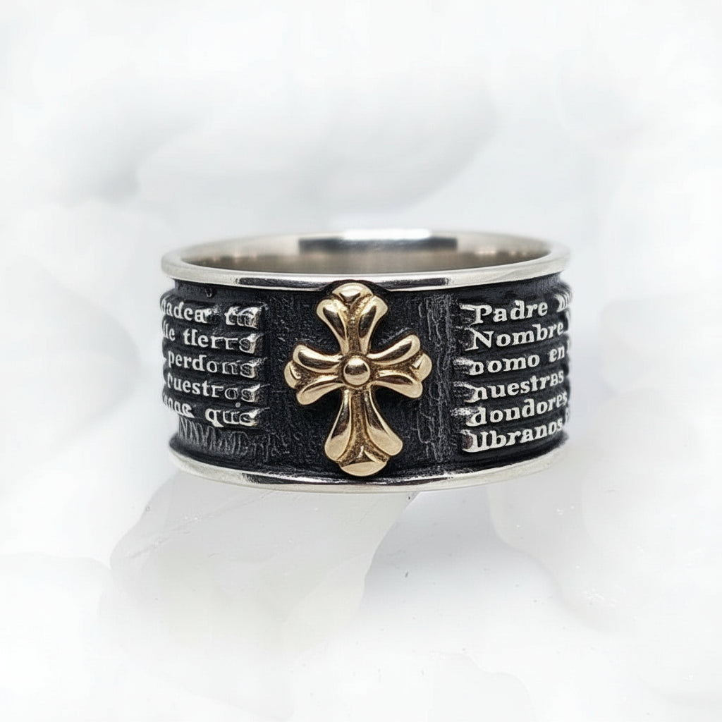 Spanish Lord Prayer Sterling Silver Ring V1 Small