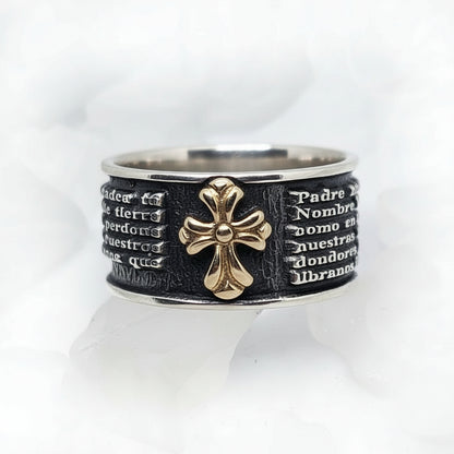Spanish Lord Prayer Sterling Silver Ring V1 Small