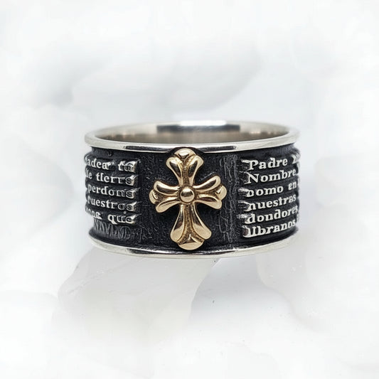 Spanish Lord Prayer Sterling Silver Ring V1 Small
