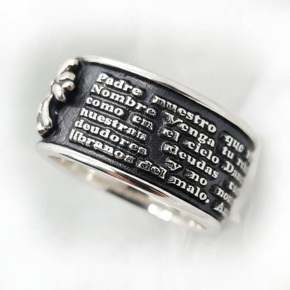 Spanish Lord Prayer Sterling Silver Ring V1 Small