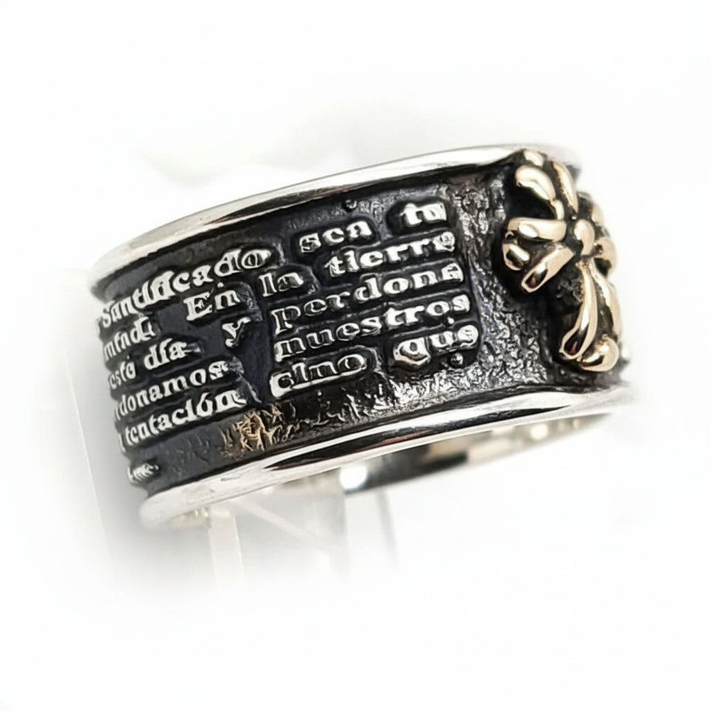 Spanish Lord Prayer Sterling Silver Ring V1 Small