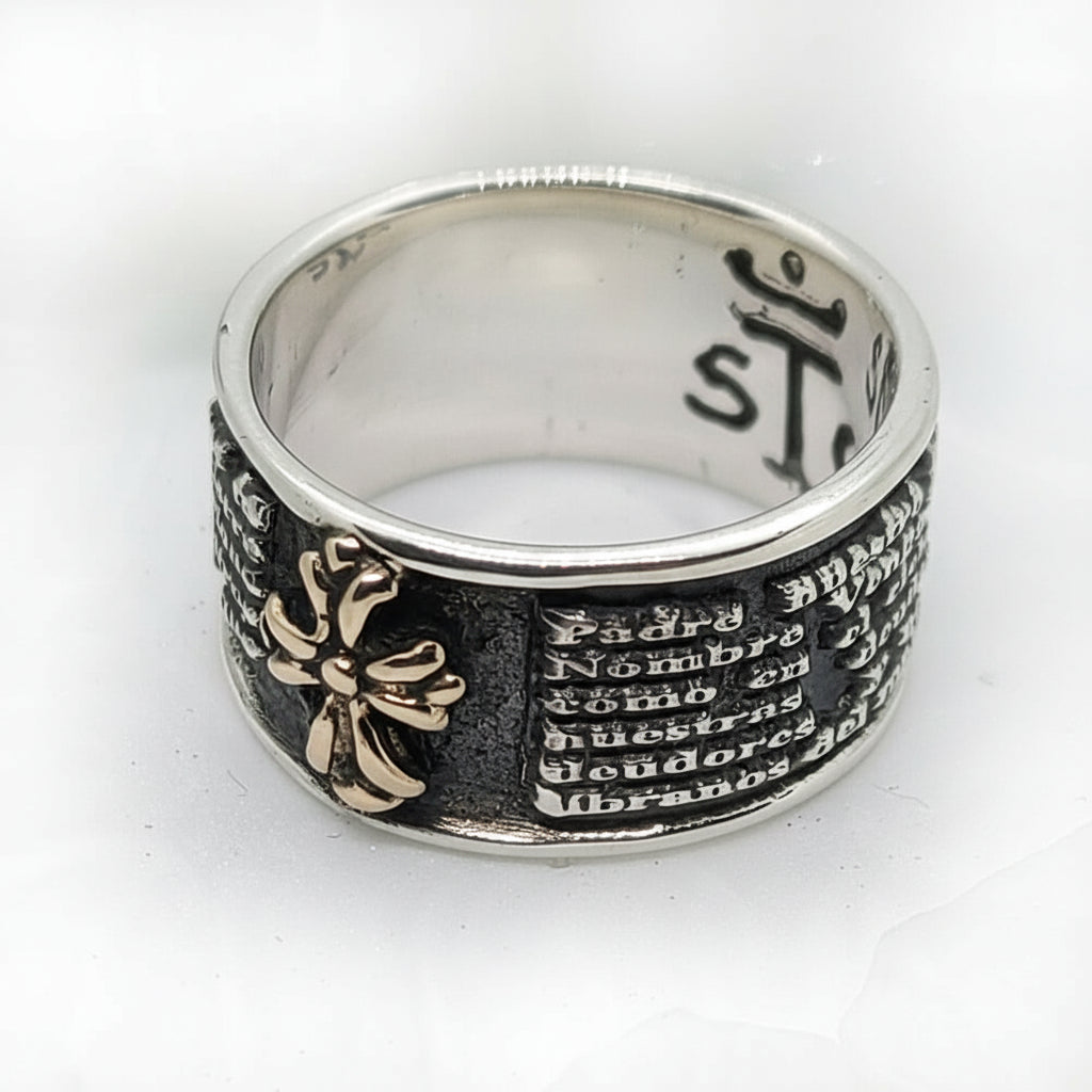 Spanish Lord Prayer Sterling Silver Ring V1 Small