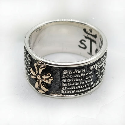 Spanish Lord Prayer Sterling Silver Ring V1 Small
