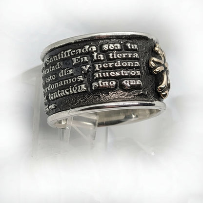 Spanish Lord Prayer Sterling Silver Ring V2 Big