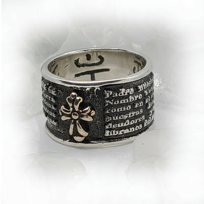 Spanish Lord Prayer Sterling Silver Ring V2 Big