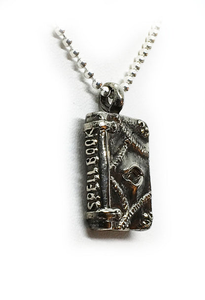 Halloween Spell Book Sterling Silver Pendant