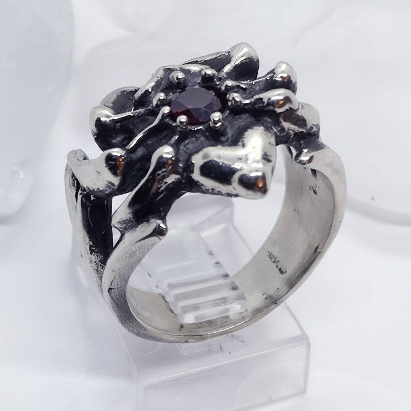 Spider Itsy-Bitsy Sterling Silver Ring Stone