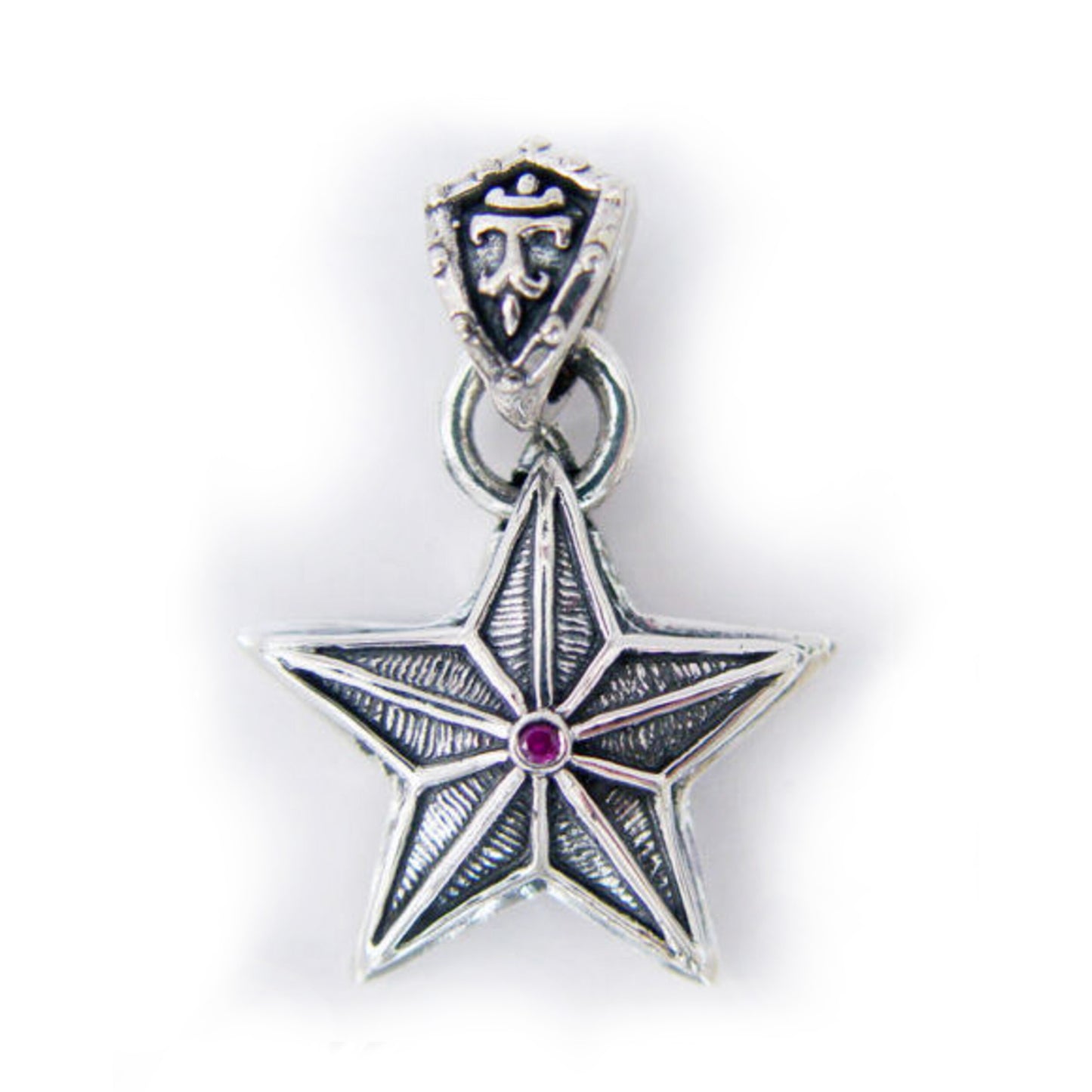 Star Sterling Silver Pendant with Ruby Stone