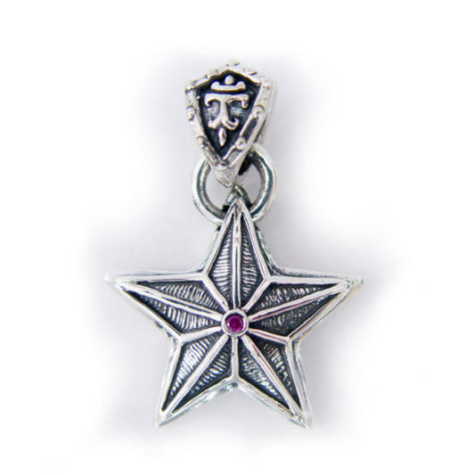 Star Sterling Silver Pendant with Ruby Stone