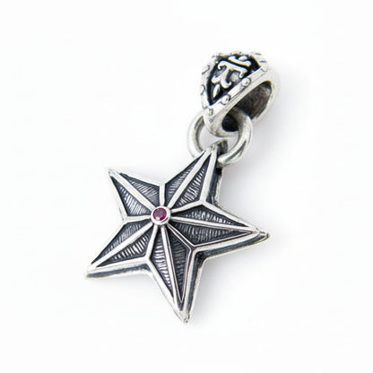 Star Sterling Silver Pendant with Ruby Stone