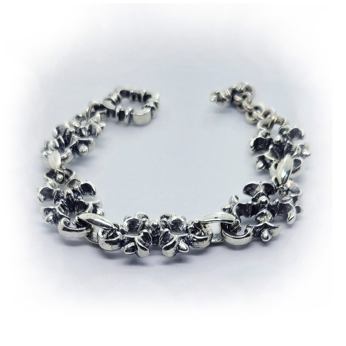 Sterling Silver Small Links Gothic Bracelet
