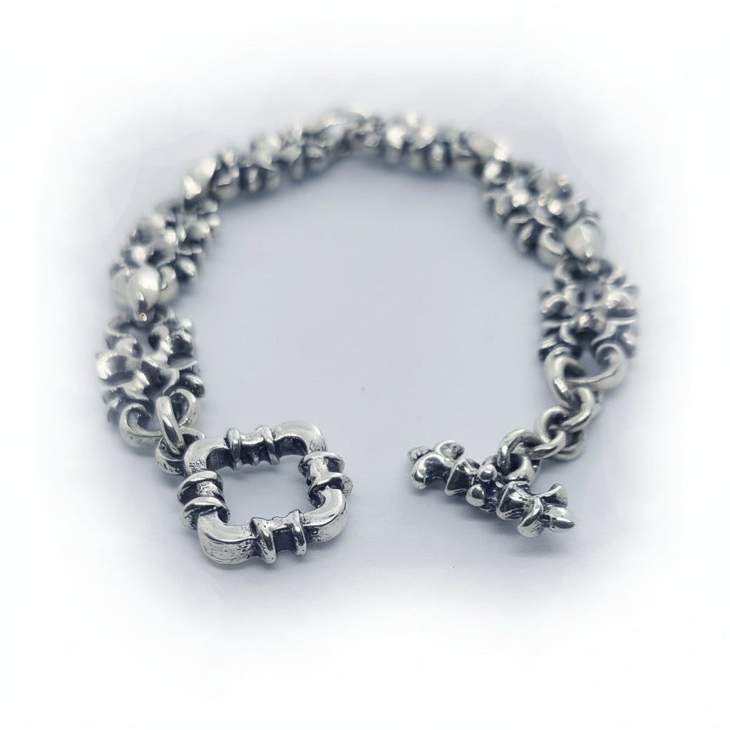 Sterling Silver Small Links Gothic Bracelet