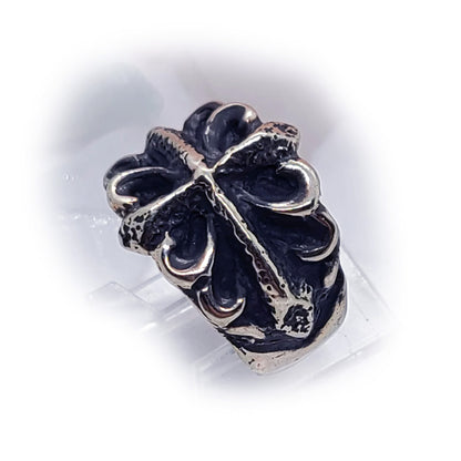 Stone Age Cross with Designs Sterling Silver Ring