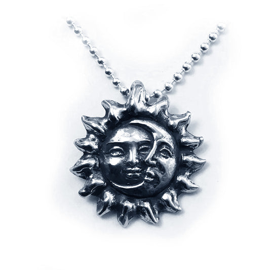Sun with Moon Sterling Silver Pendant