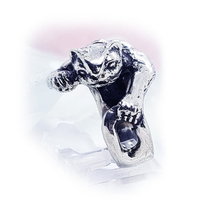 Super Cat with Tattoo Sterling Silver Ring