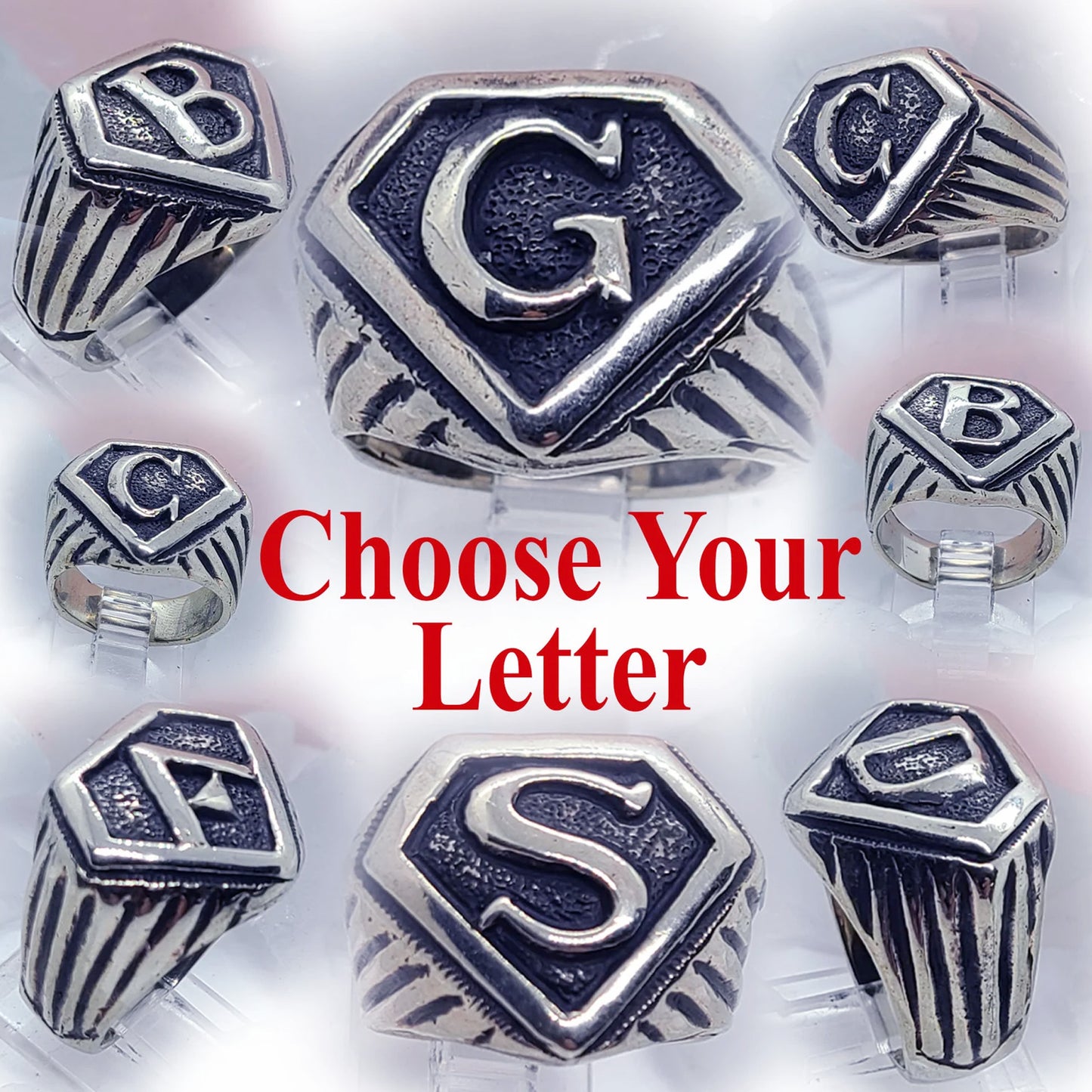 Super Letter Sterling Silver Ring