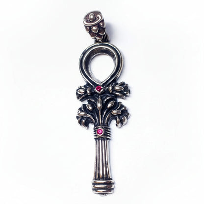 Symbol Of Life Sterling Silver Pendant with Rubies