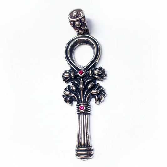 Symbol Of Life Sterling Silver Pendant with Rubies